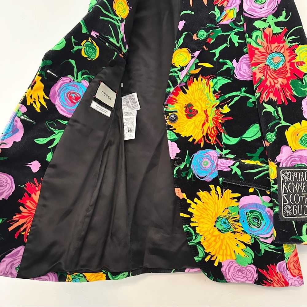 Gucci x Ken Scott Floral Print Velvet Blazer - Picture 8 of 16
